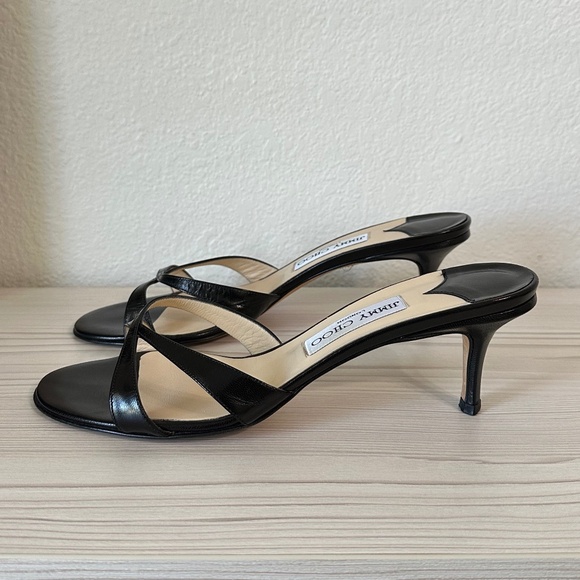 Vintage Jimmy Choo Kitten Heels Black Leather 39 - Picture 2 of 16